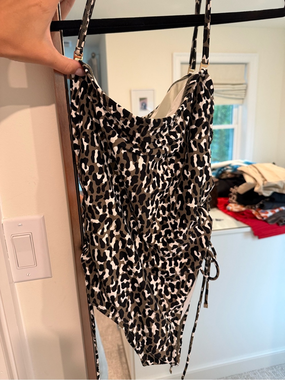 Michael Kors Black and White Leopard-Print One-Piece Swimsuit